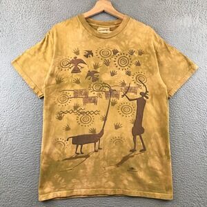 Vintage 90s Indian Cave Drawings T-Shirt Native American Tie Dye M